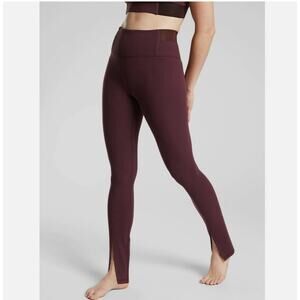 Athleta Wine Stirrup High-Waist Leggings with Ankle Slits